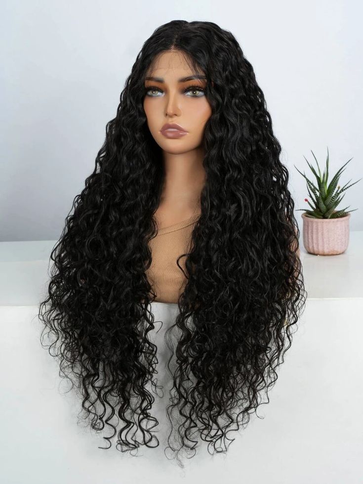 Long Wavy Water Kanekalon Heat Resistant Wig - Human Blend